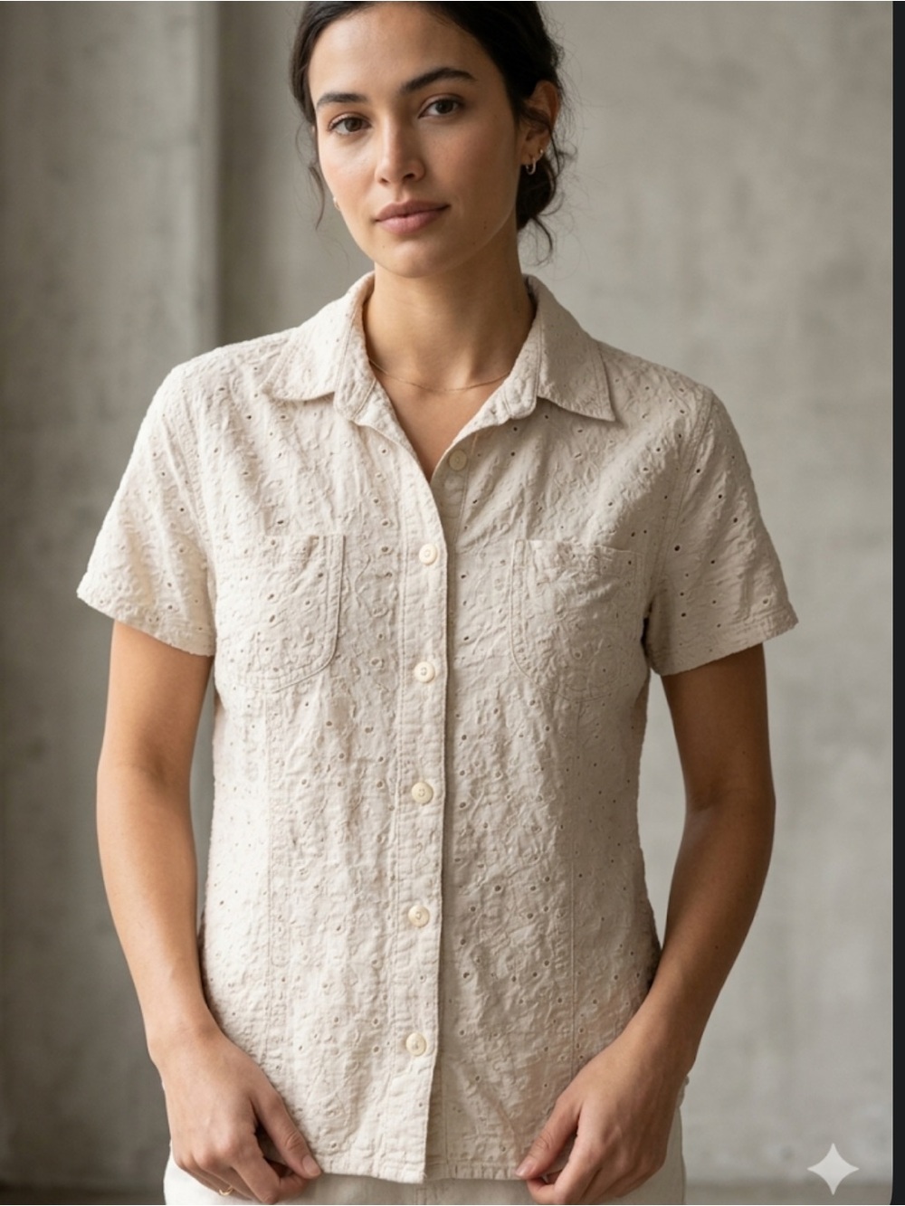 Liz Claiborne Vintage Linen Cotton Shirt Size 14 | | Textured Button-Up |